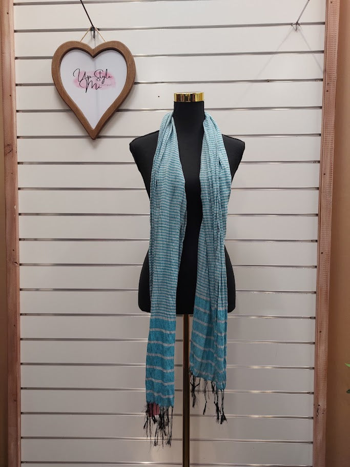 Teal & Grey Stripe Scarf image 1