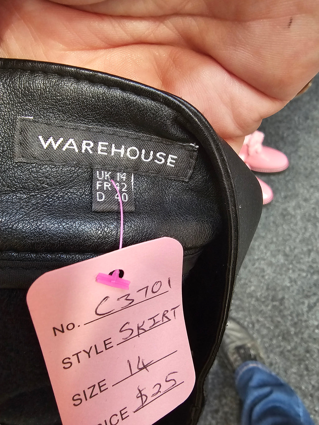 Warehouse Black Pleather Skirt - 14 image 2