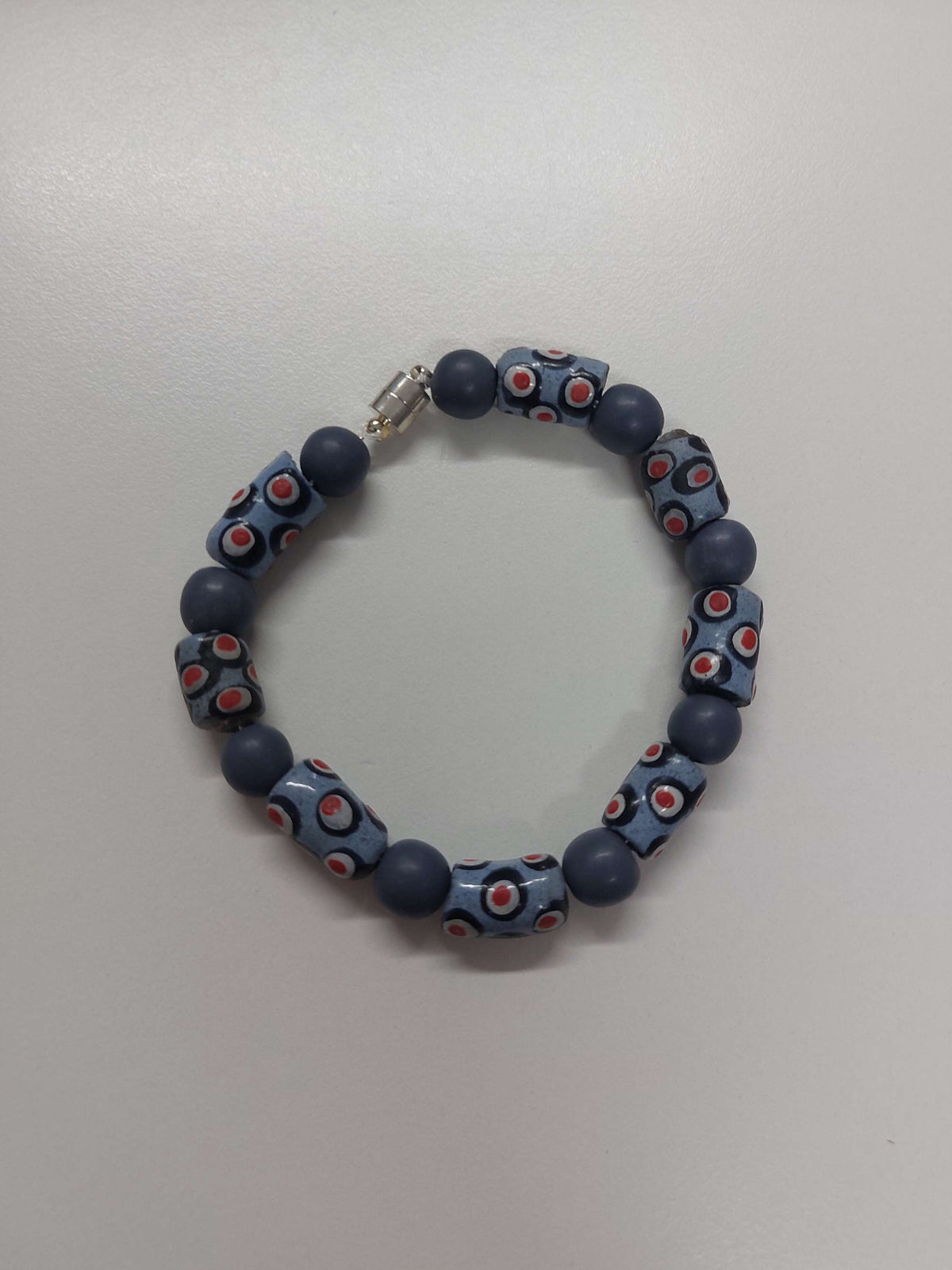 Grey/Blue Beaded Bracelet - 18cm image 0