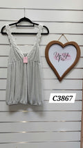 Grey Embroidered Singlet - M