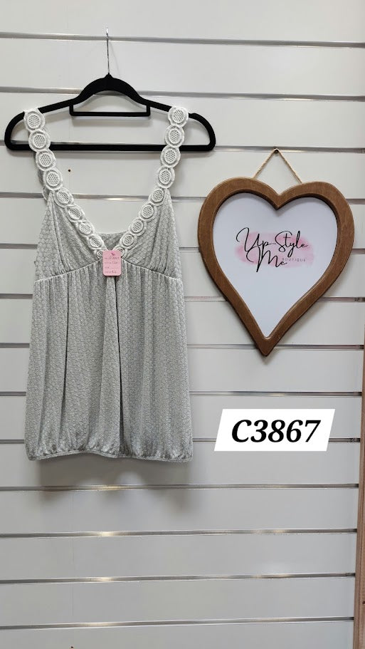 Grey Embroidered Singlet - M