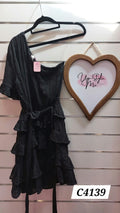 Pink Diamond Black Off Shoulder Dress - M