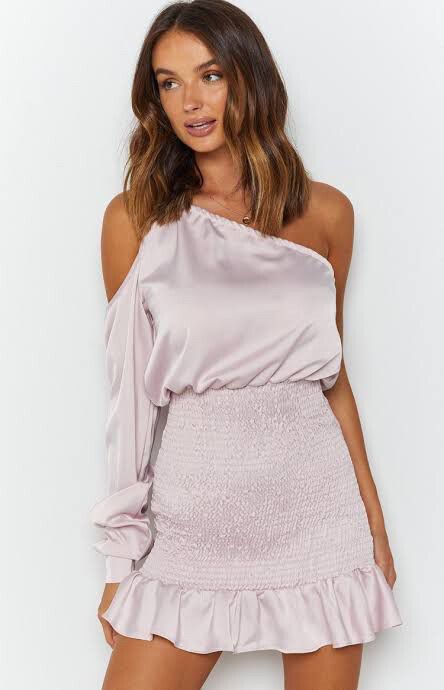 Beginning Boutique Dusty Pink Off Shoulder Dress - L
