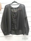 Black Chiffon Blouse - M