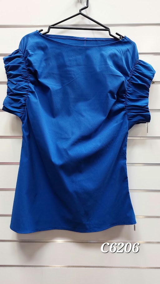 Blue Blouse with Side Zip - L