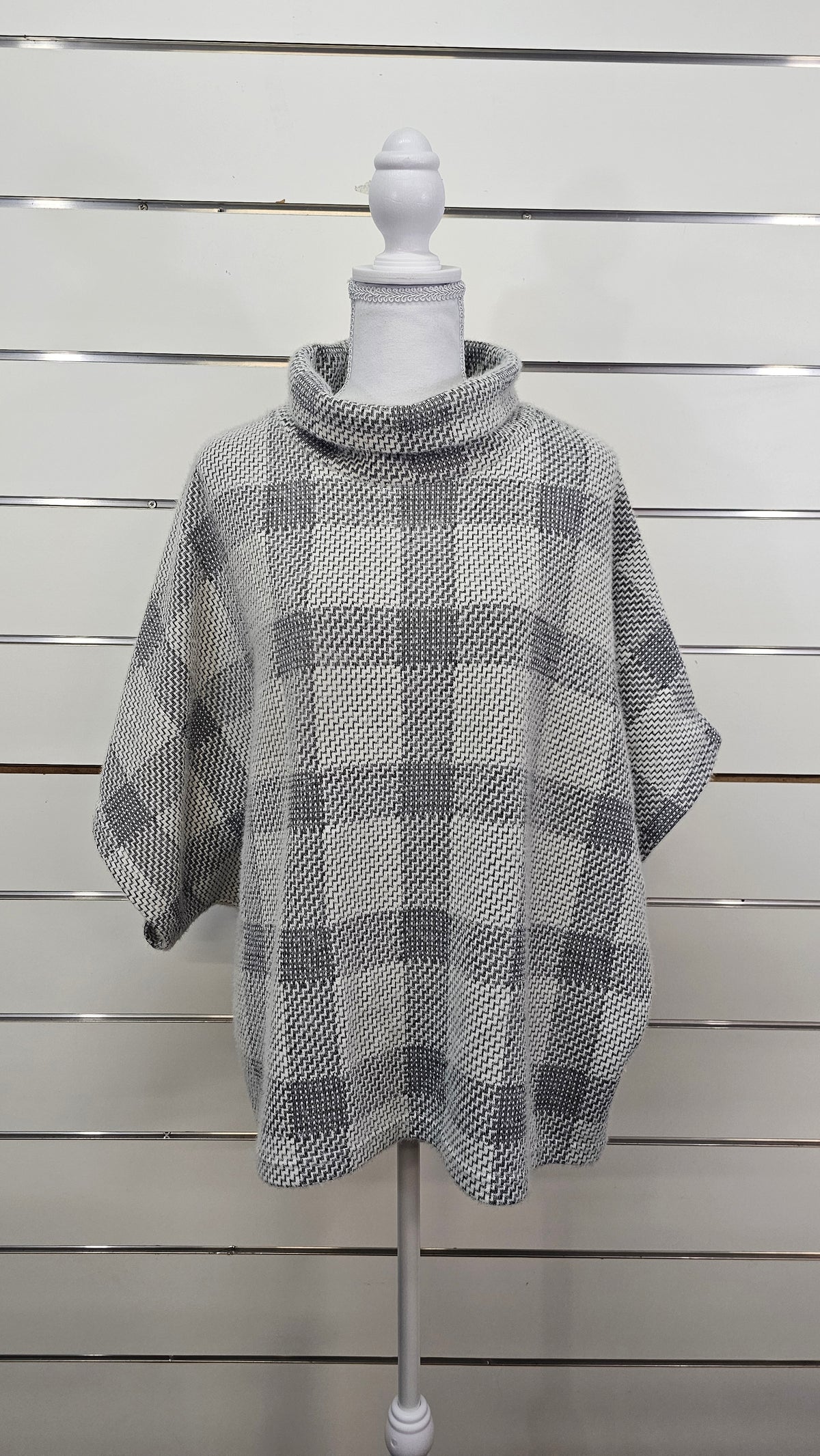 K&K White Grey Turtle Neck Jersey OSFA