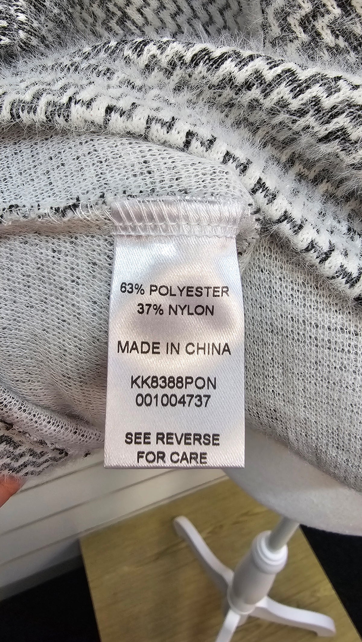 K&K White Grey Turtle Neck Jersey OSFA