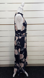 Pagani Navy Floral Sleeveless Chiffon-Lined Dress - 18