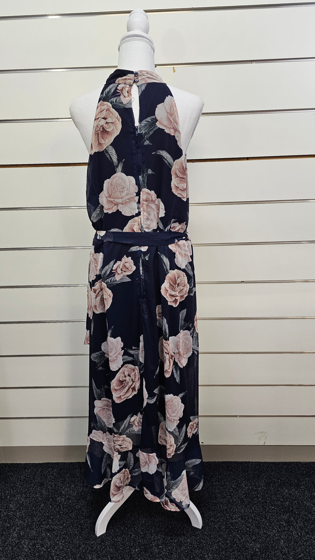 Pagani Navy Floral Sleeveless Chiffon-Lined Dress - 18