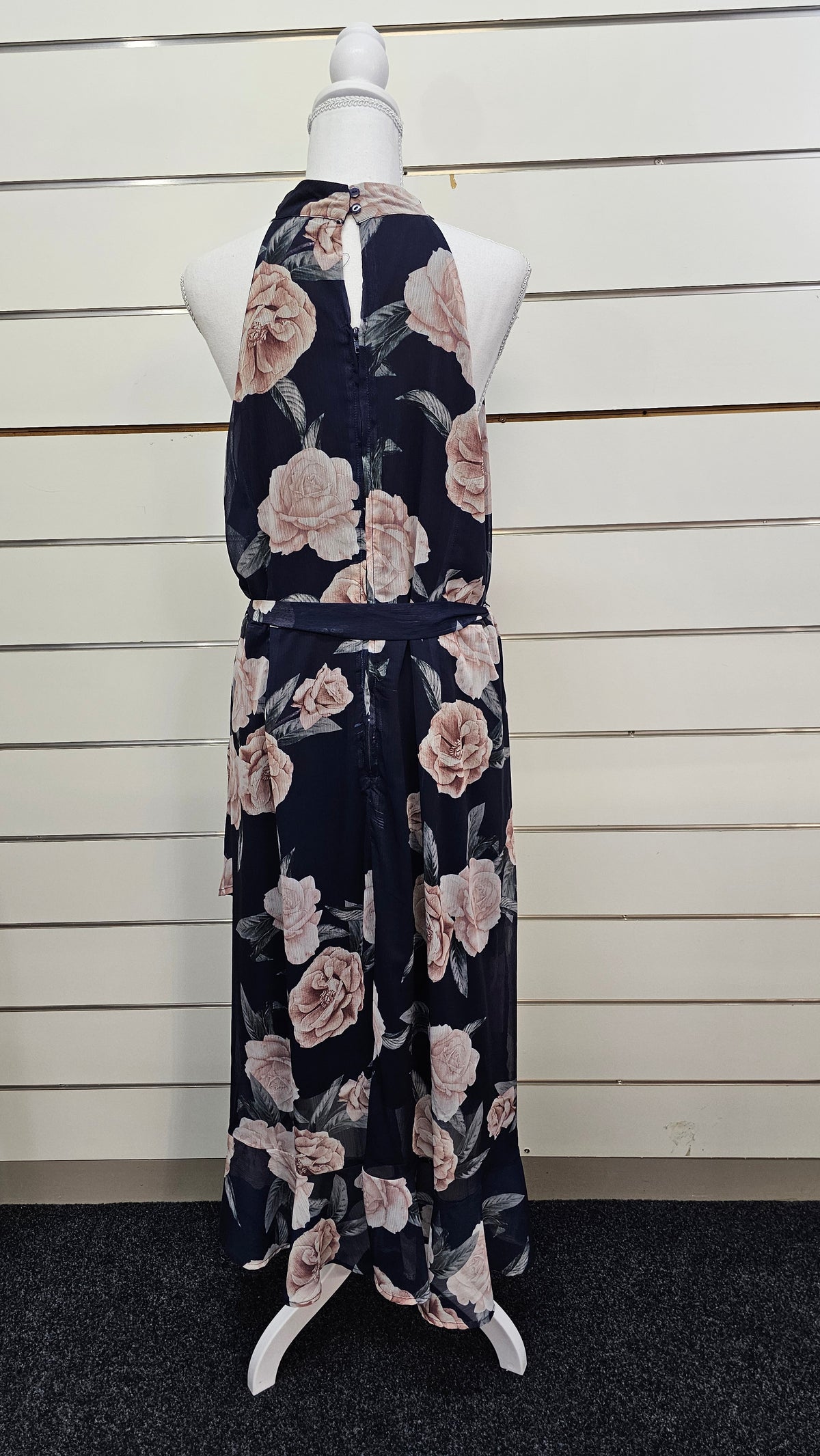 Pagani Navy Floral Sleeveless Chiffon-Lined Dress - 18