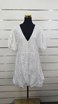 Anko White Embroidered Puff-Sleeve Mini Dress - 18
