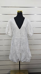 Anko White Embroidered Puff-Sleeve Mini Dress - 18