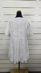 Anko White Embroidered Puff-Sleeve Mini Dress - 18