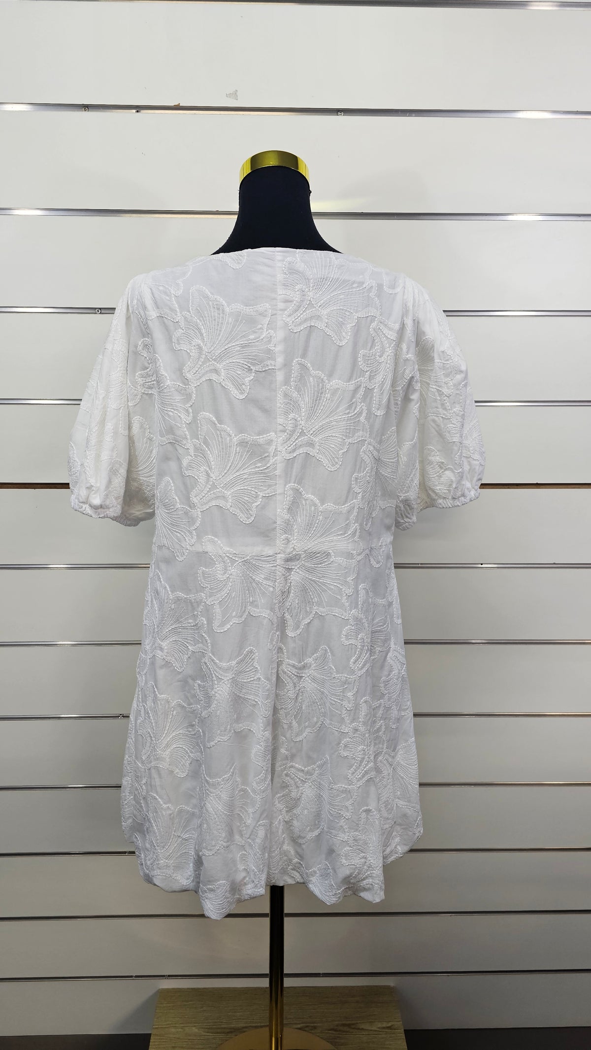 Anko White Embroidered Puff-Sleeve Mini Dress - 18