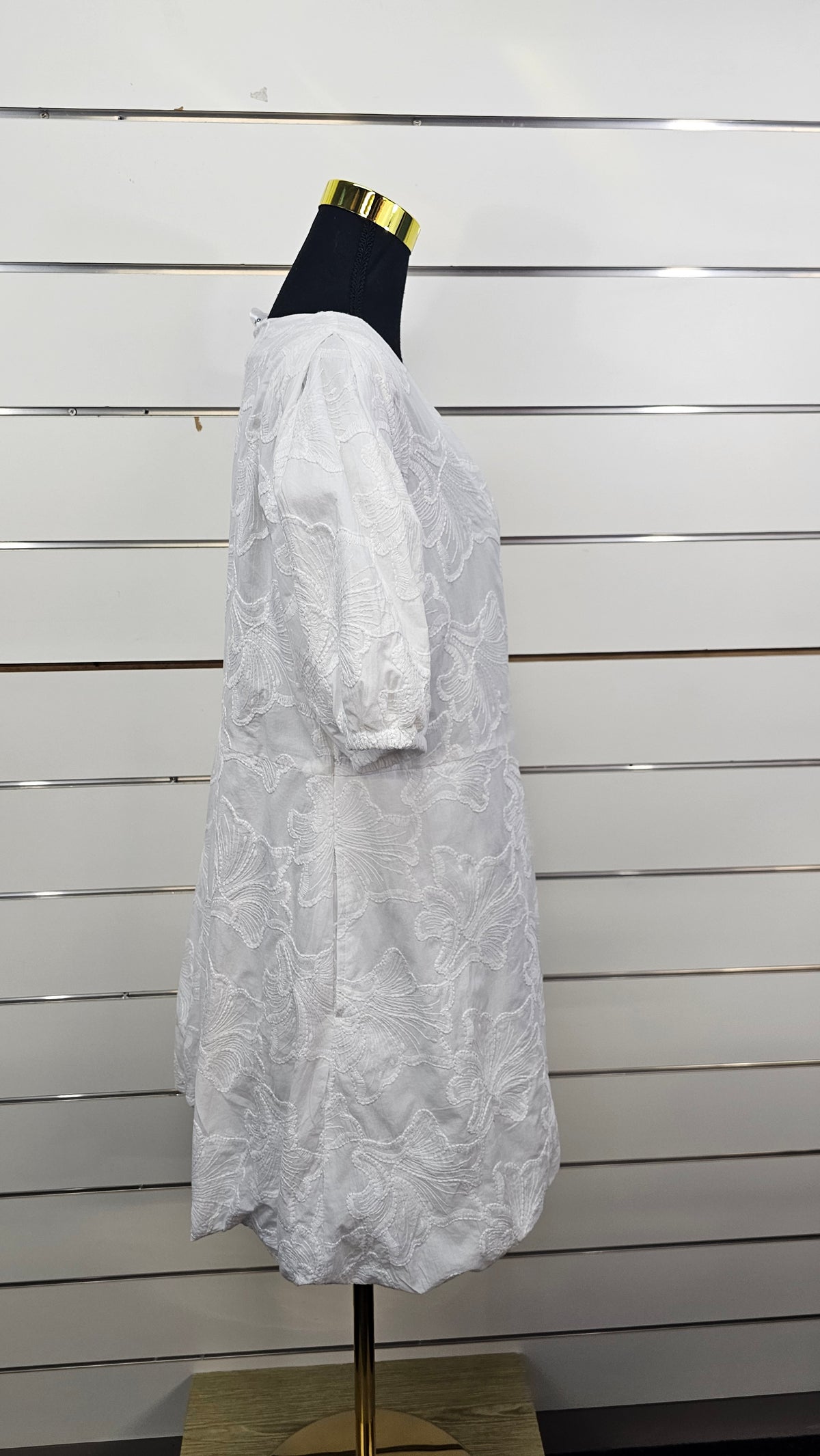Anko White Embroidered Puff-Sleeve Mini Dress - 18