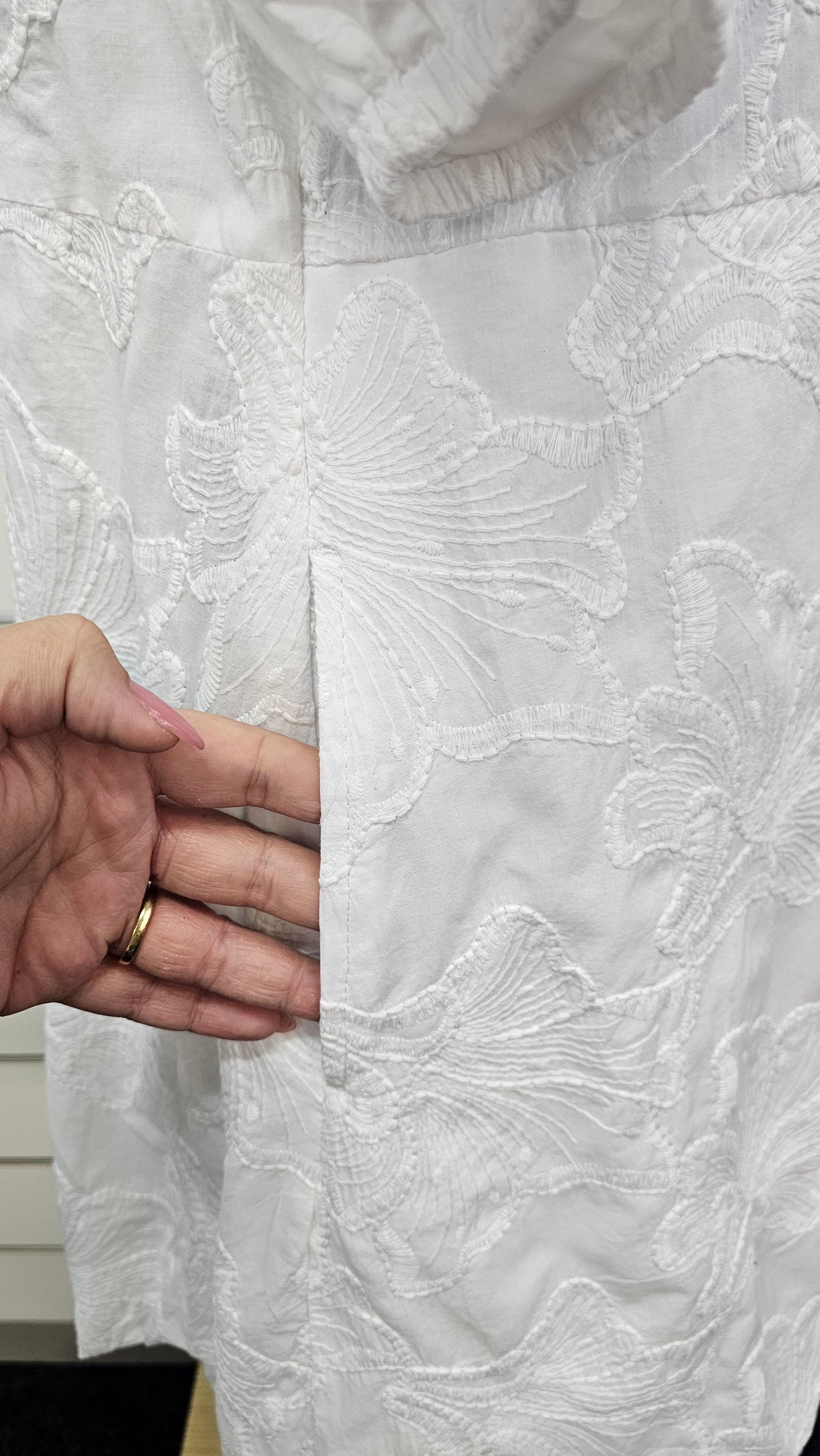 Anko White Embroidered Puff-Sleeve Mini Dress - 18