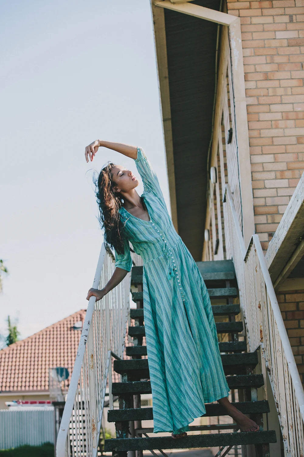 Spell 3/4 Sleeve Dress, Cotton, And Linen Blend - M