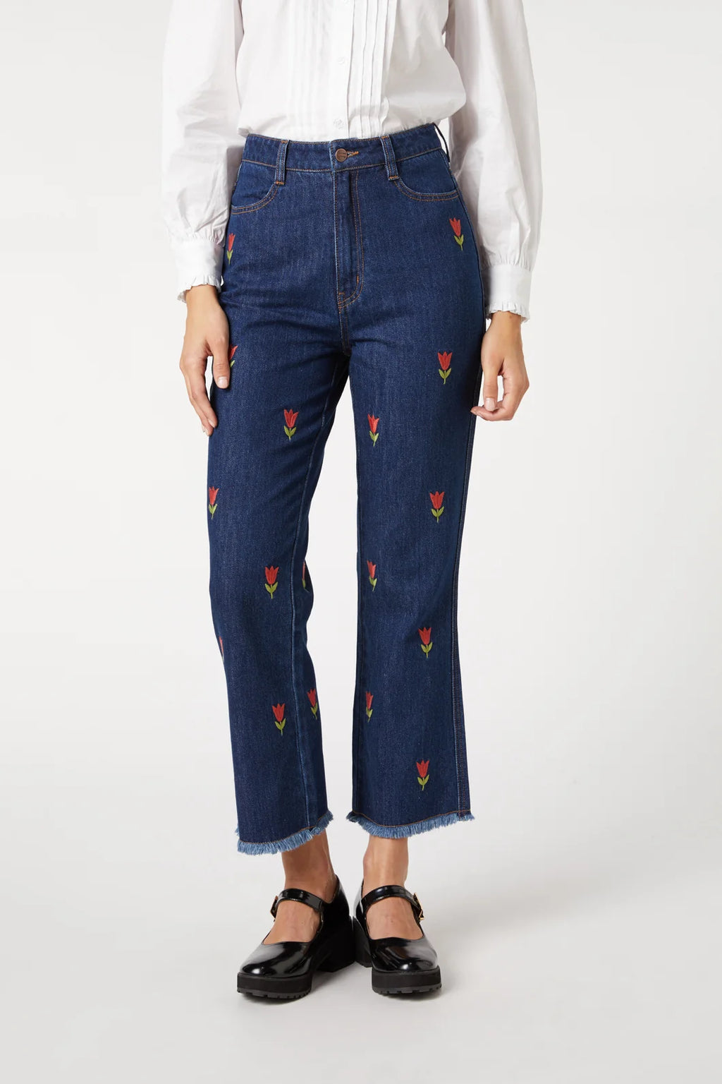 Princess Highway Jeans with Embroidered Tulips - 12