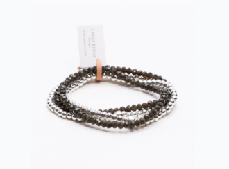 Beaded Bracelet Set - Olive & Silver