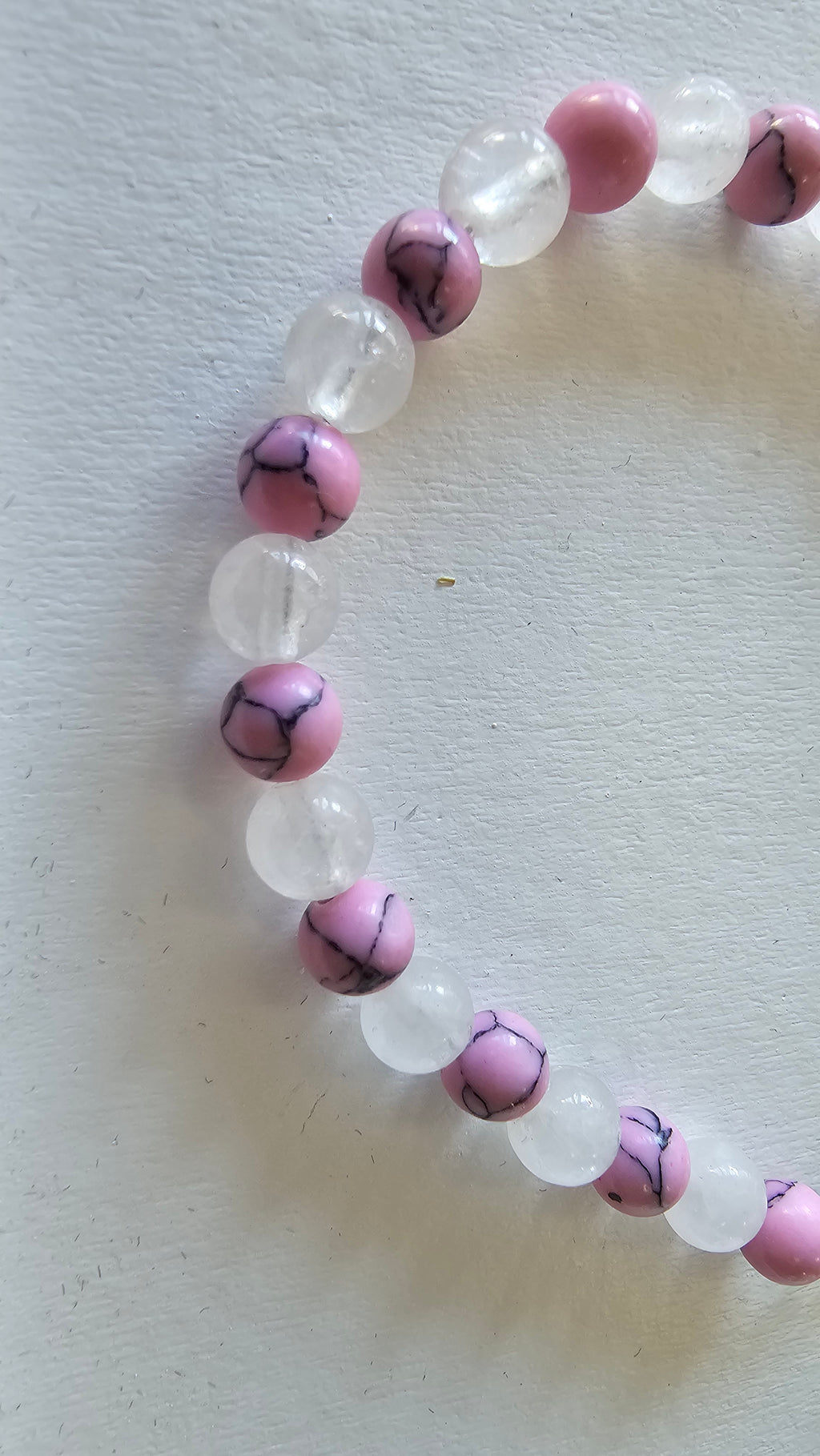 Pink And White Glass Beaded Bracelet image 1