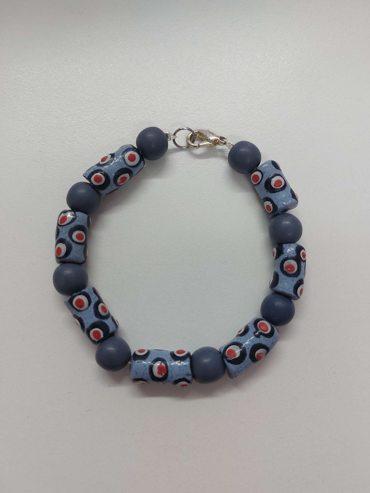 Blue/Grey Beaded Bracelet - 18cm image 0