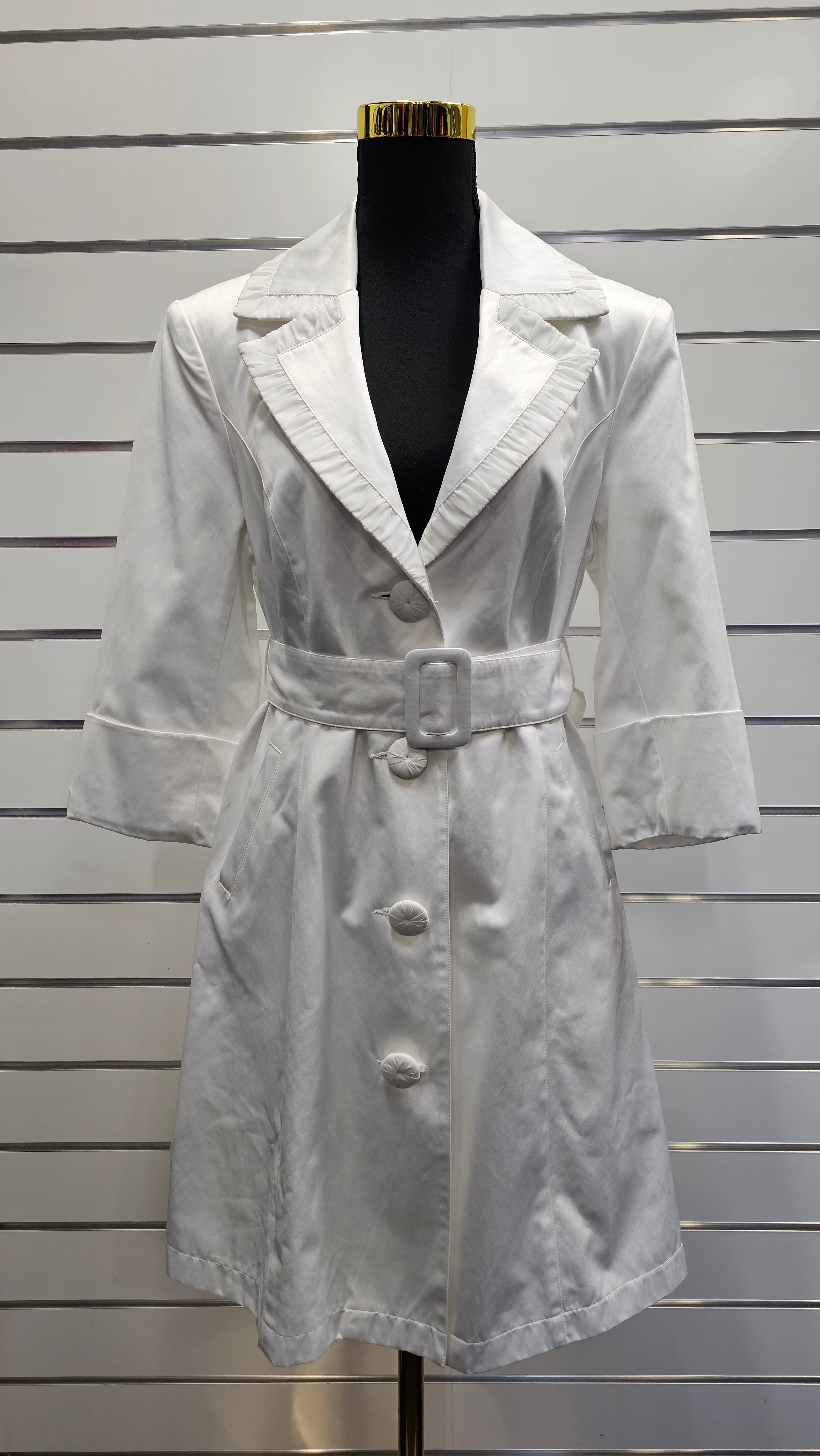 Jacqui-E White Coat With A Belt - 12 image 0
