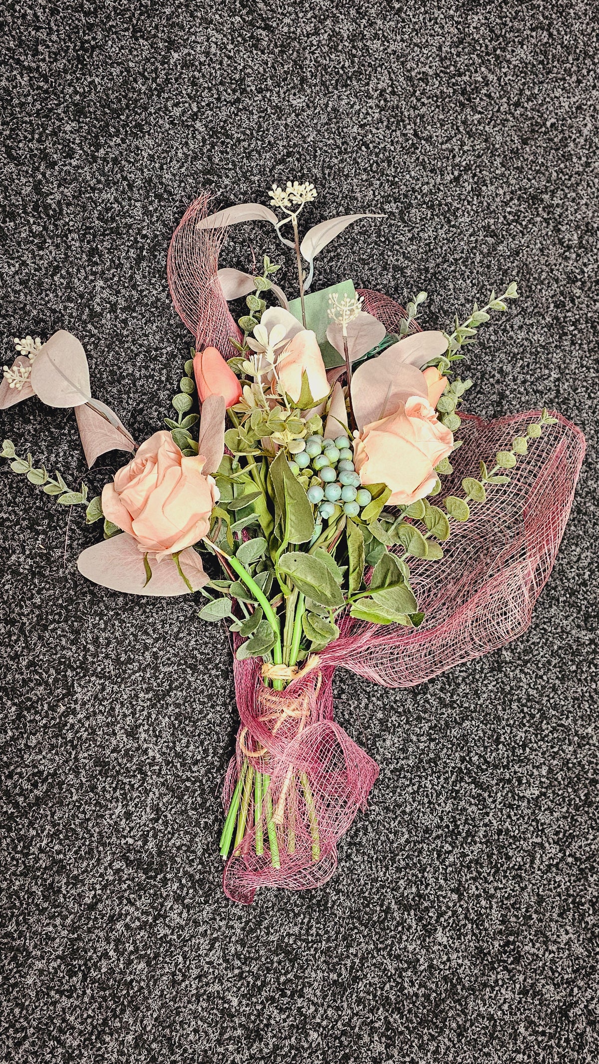 Peach Rose & Tulip Silk Floral Arrangement image 0