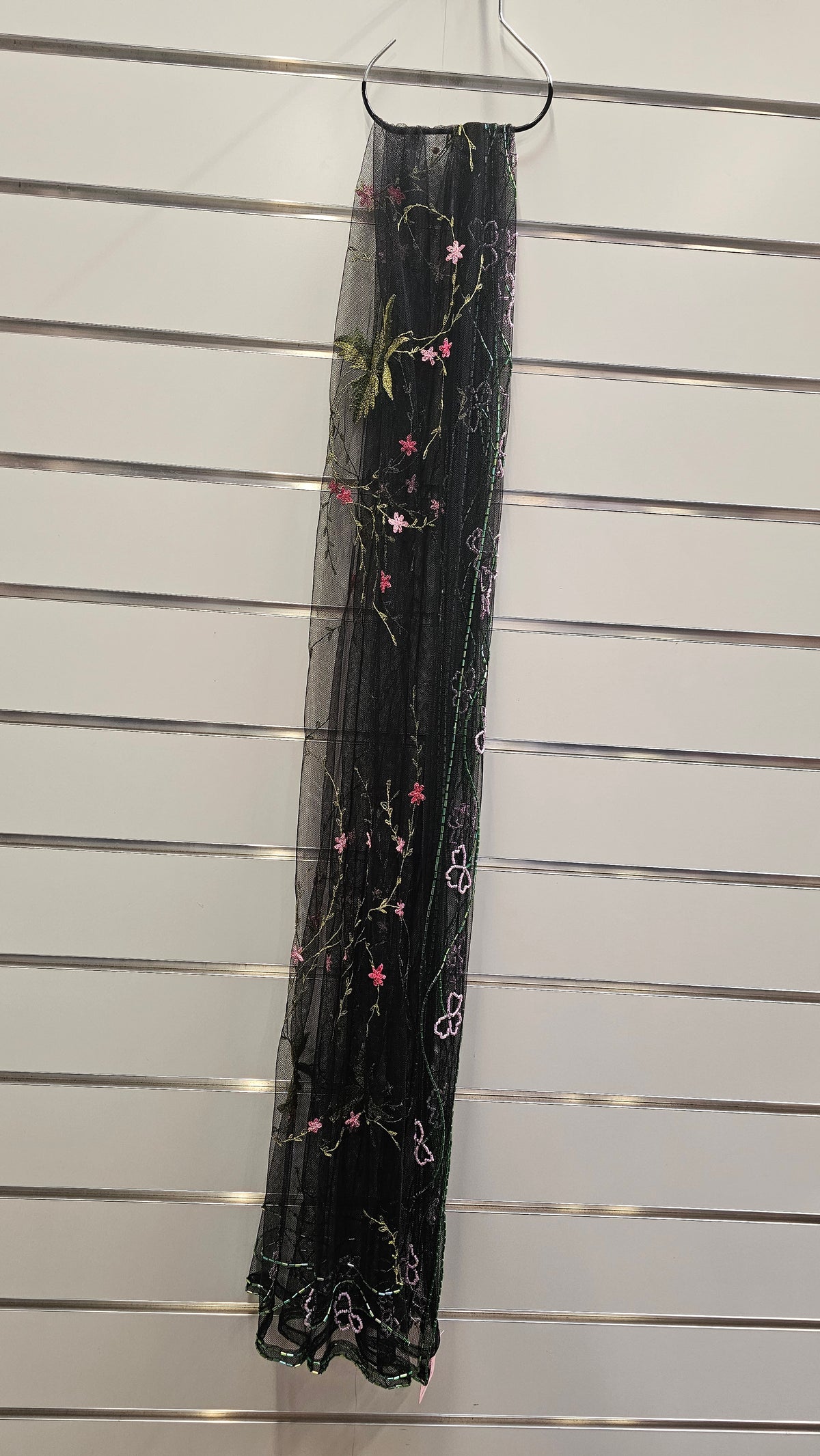 Black Scarf With Beads And Embroidery image 0