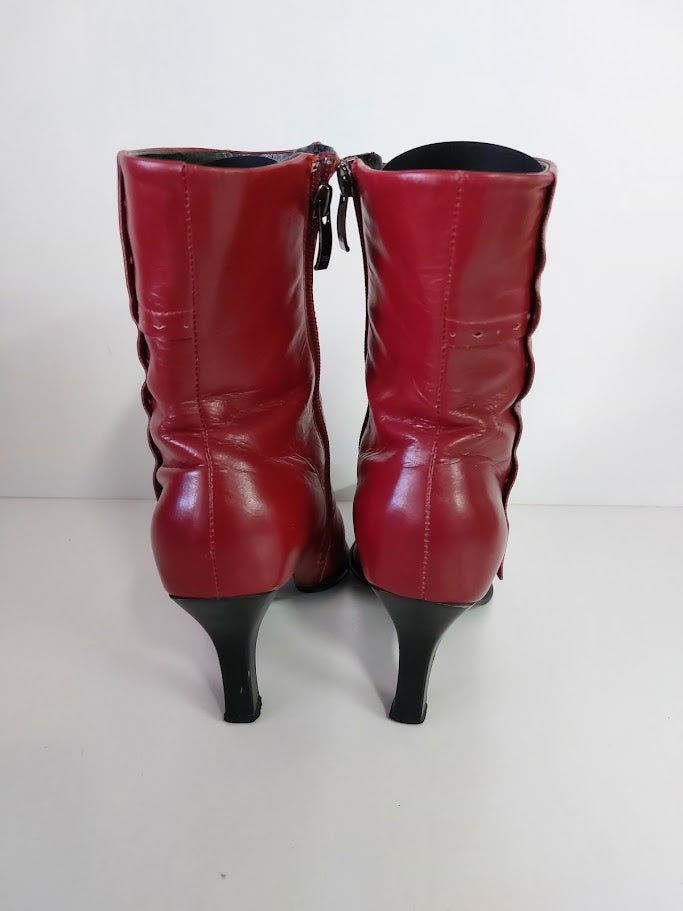 Red Leather Ankle Boots - 41 image 1