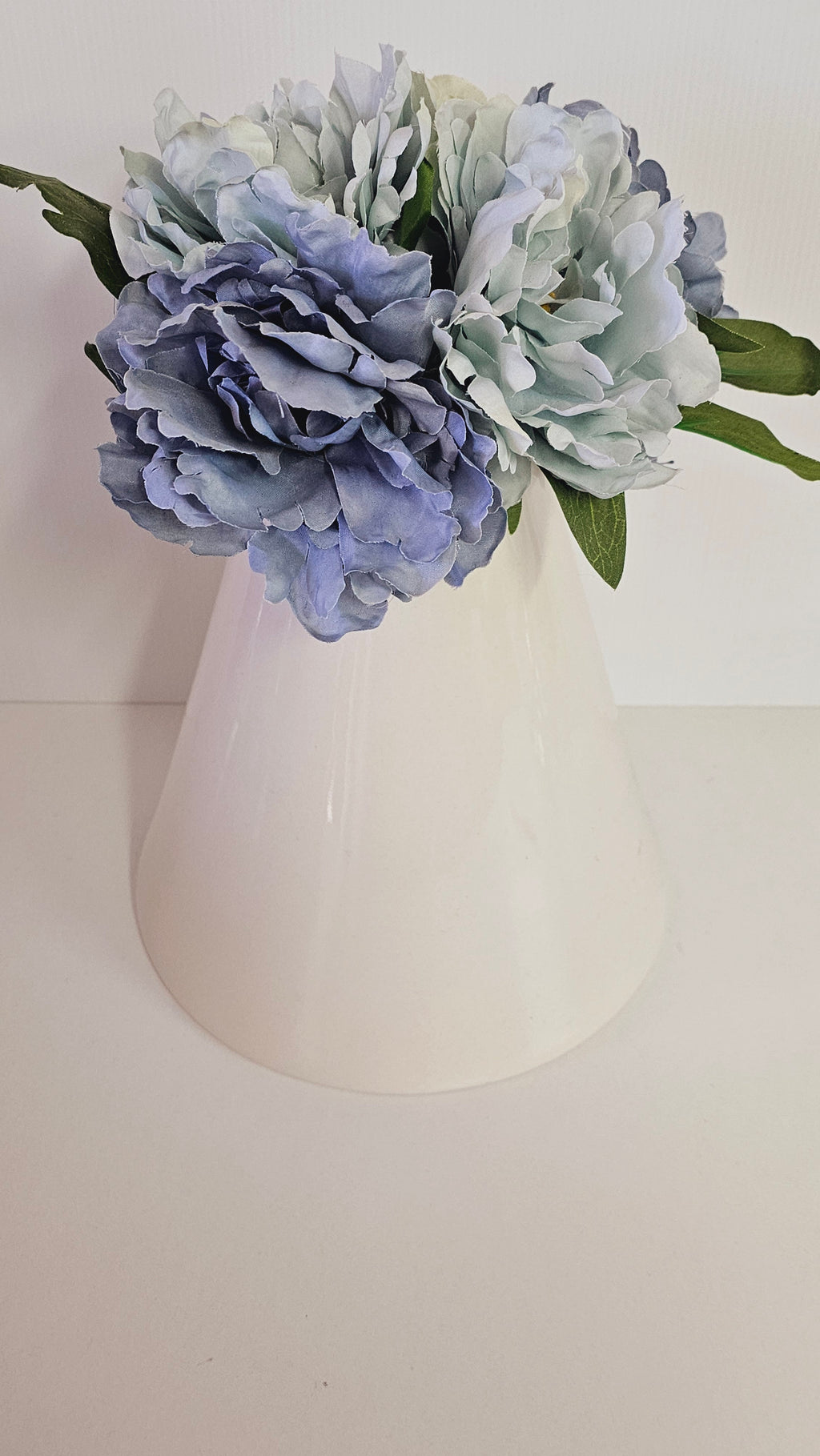 Cream Vase with Blue Peonies Floral Arrangement image 2