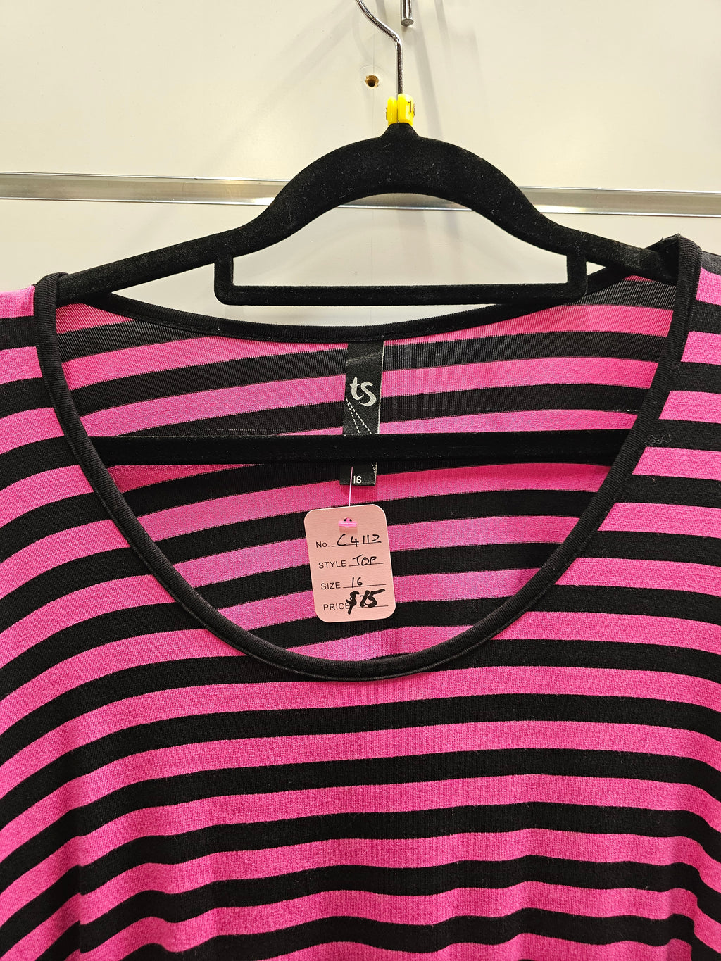 Taking Shape Pink/Black Stripe Top - 16 image 2