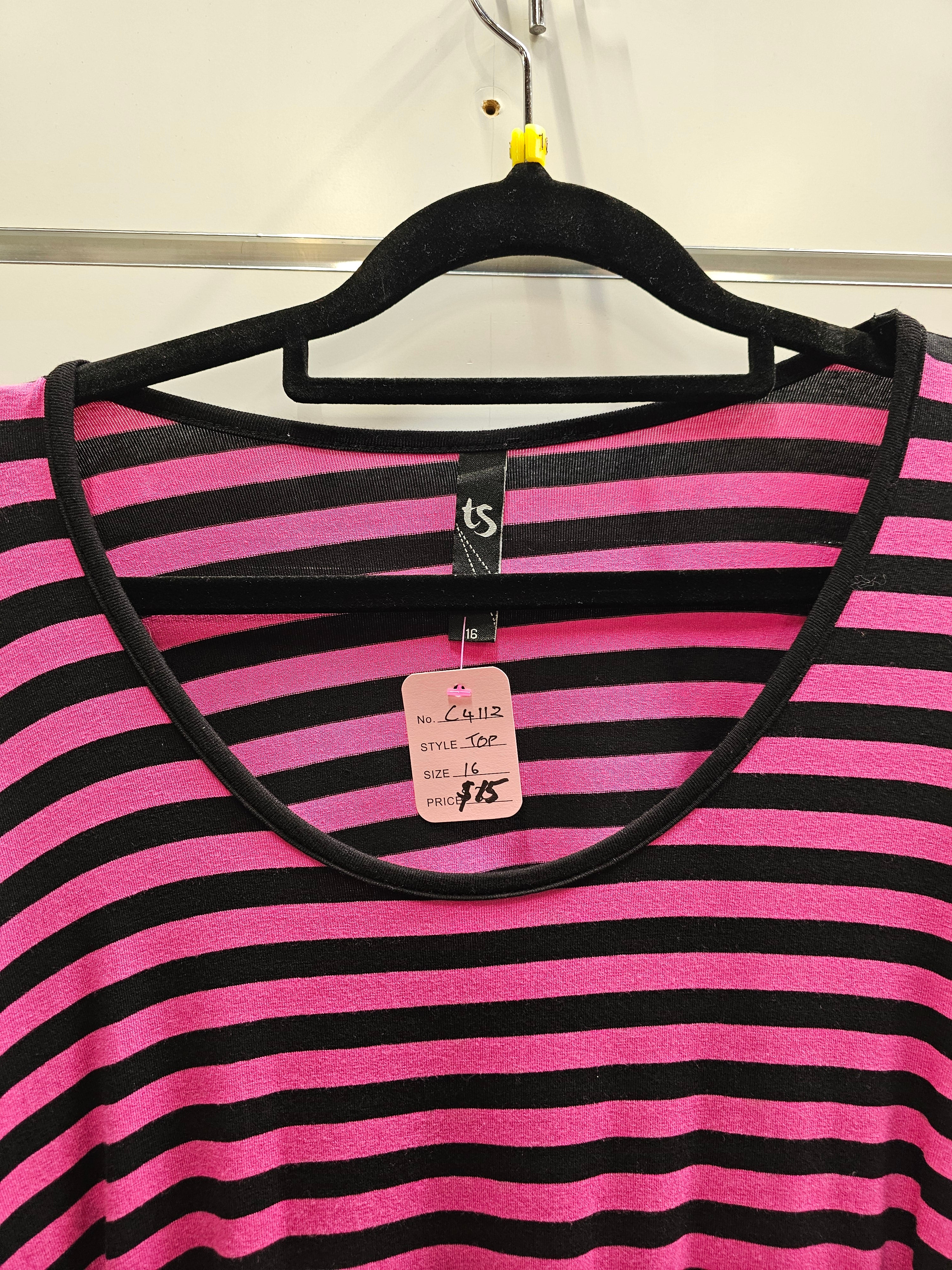 Taking Shape Pink/Black Stripe Top - 16 image 2