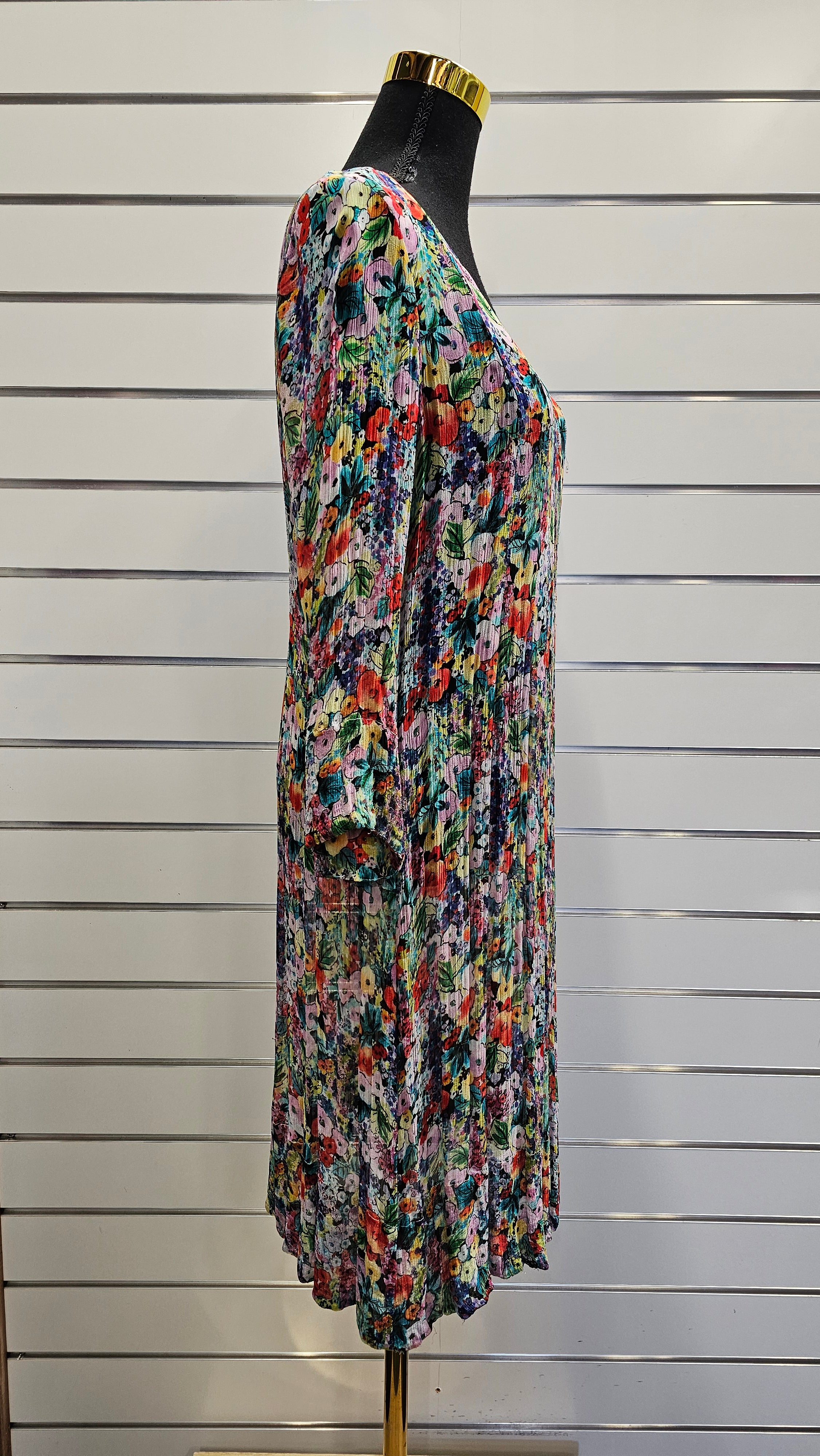 Blue Illusion Floral Dress 100% Viscose - S image 1