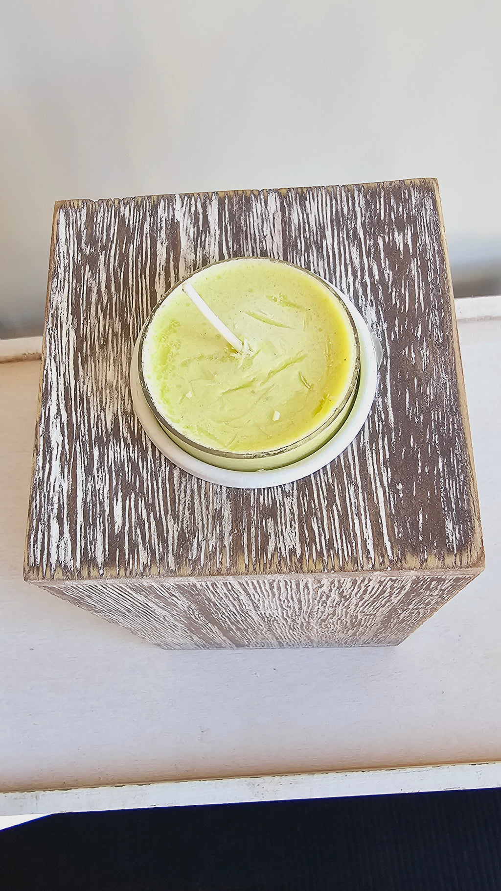 Shabby Chic Candle Holder with Light Green Candle image 2