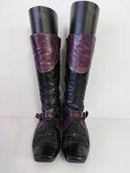 Footloose Purple/Black Leather Knee High Boots - 41 image 1