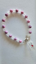 Pink And White Glass Beaded Bracelet image 0