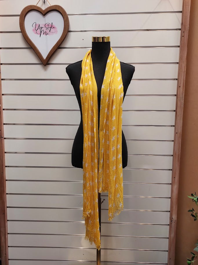 Virtu Yellow Star Pattern Scarf image 1