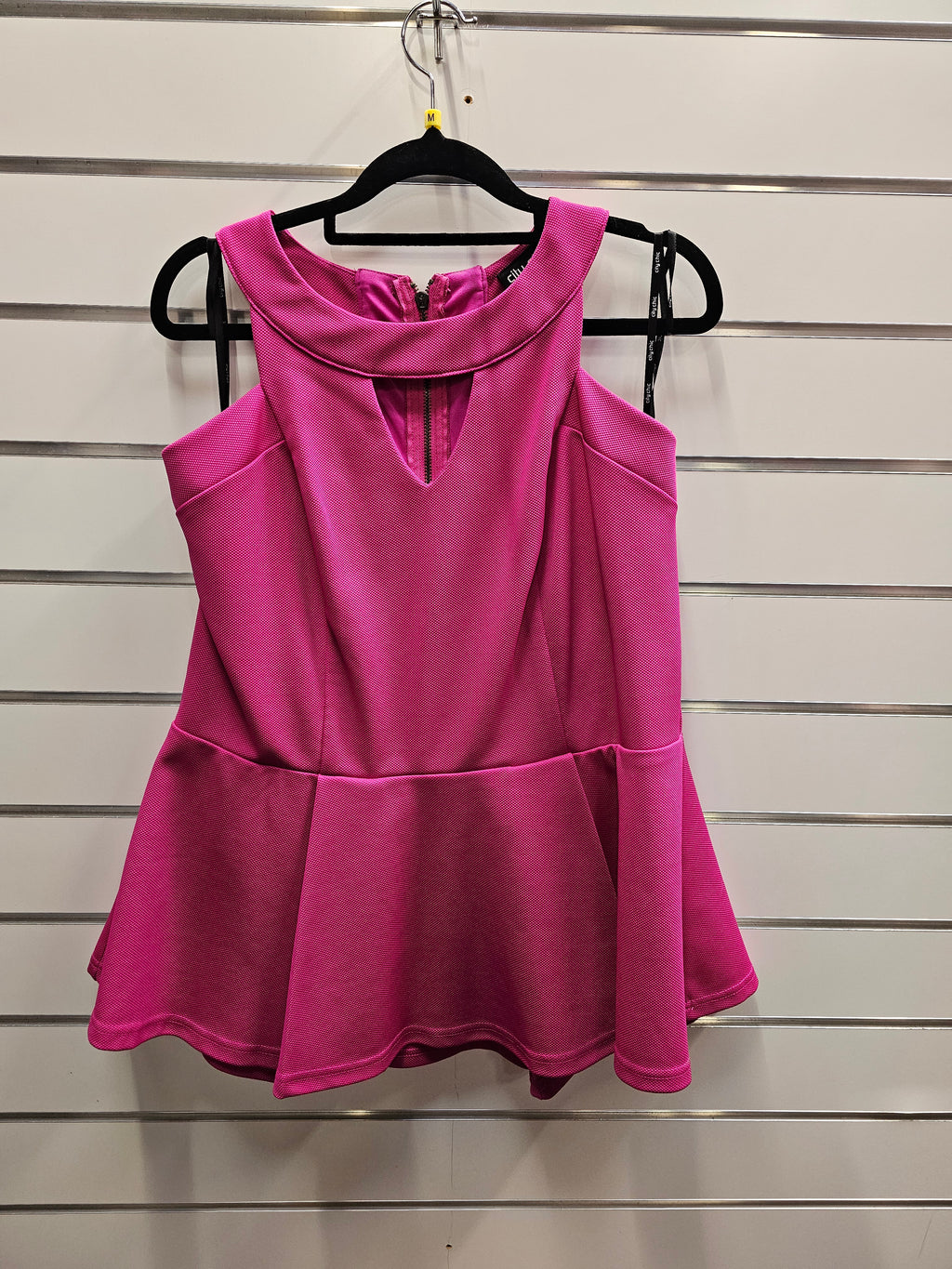 City Chic Pink High Neck Peplum Blouse - S/M image 1