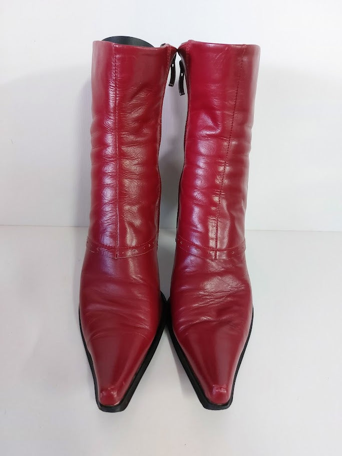 Red Leather Ankle Boots - 41 image 2