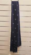 Navy Scarf with Silver Hearts -100% Viscose image 0