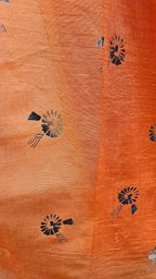 Orange Scarf with Silver Windmill Print – Soft Lightweight Wrap image 1
