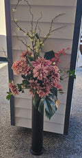 Dusty Pink Silk Flower in a Long Black Vase image 0