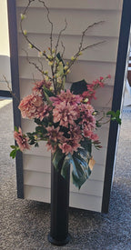 Dusty Pink Silk Flower in a Long Black Vase image 0
