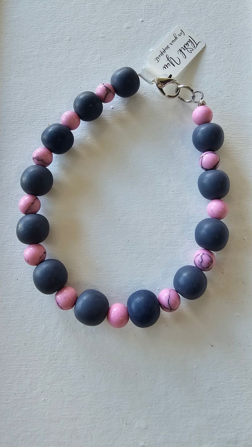 Grey And Pink Beaded Bracelet image 0