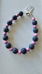 Grey And Pink Beaded Bracelet image 0
