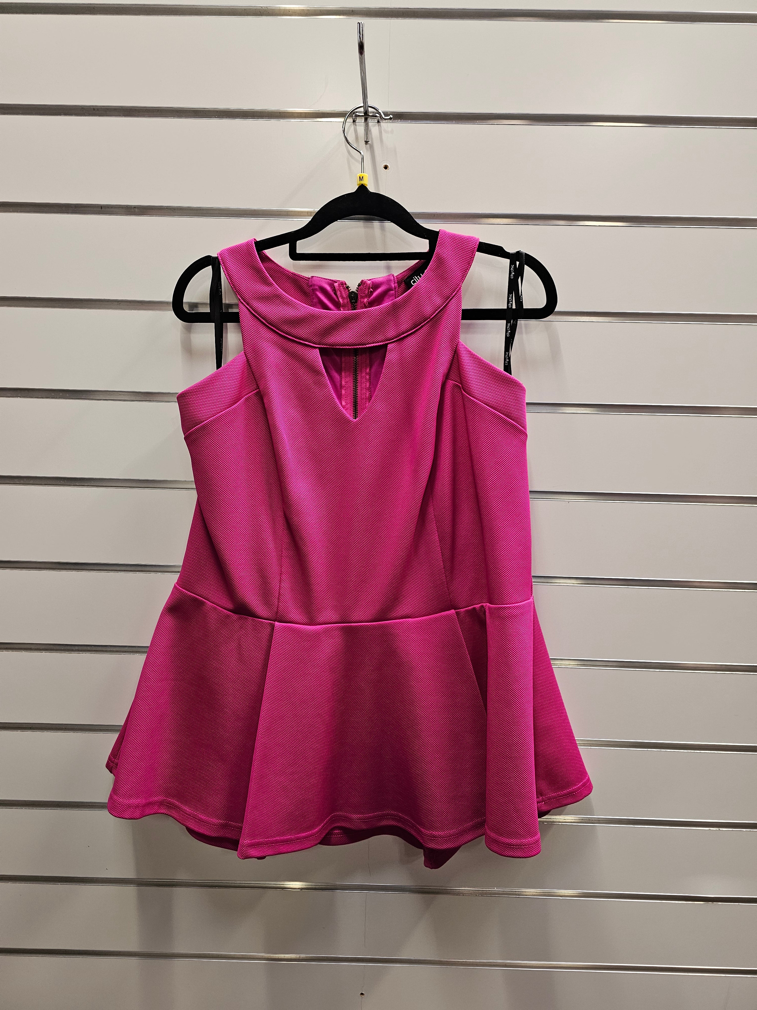 City Chic Pink High Neck Peplum Blouse - S/M image 0