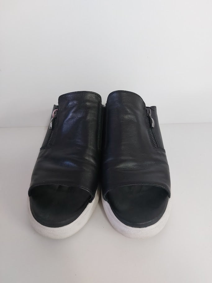 Deuce Black Leather Open Toe Shoes - 41 image 1