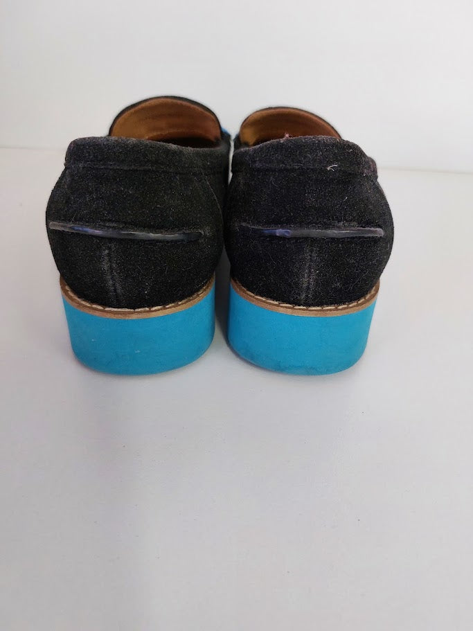 Charles & Keith Black Suede Loafers with Blue Lace - 38 image 2