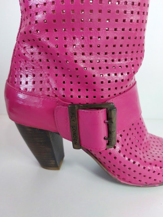 Pink Mesh Open Toe Boots - 40 image 1