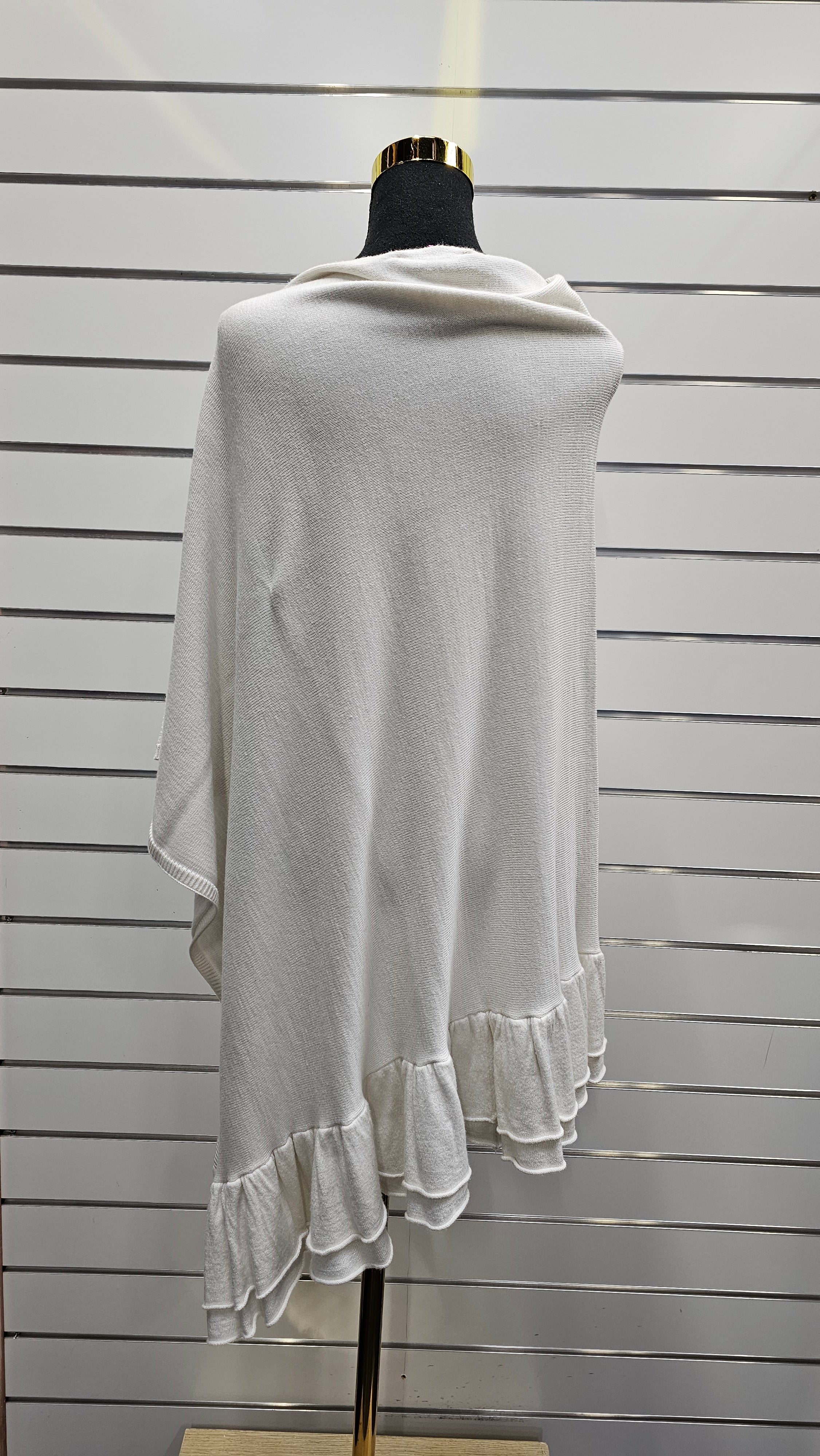 Verge Knitted Cream Shawl - OSFA image 1